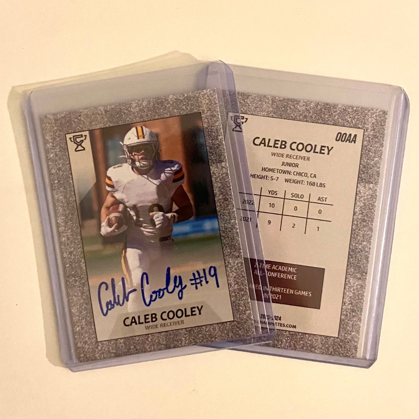 Autographed trading card of Caleb Cooley.