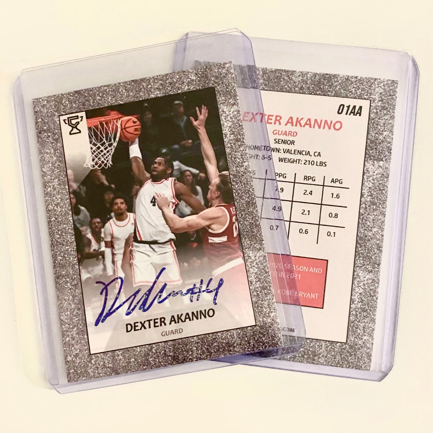 Autographed trading card of Dexter Akanno.