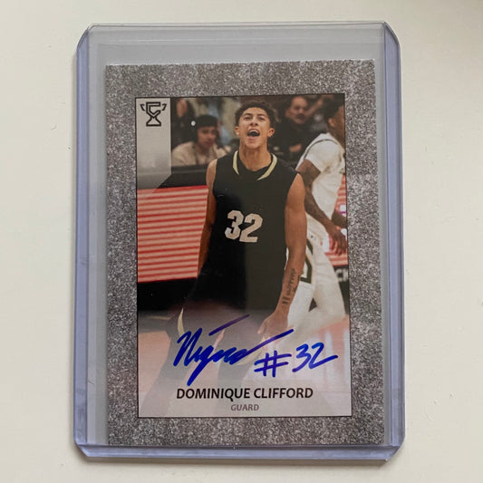 Autographed trading card of Dominique Clifford in black uniform.