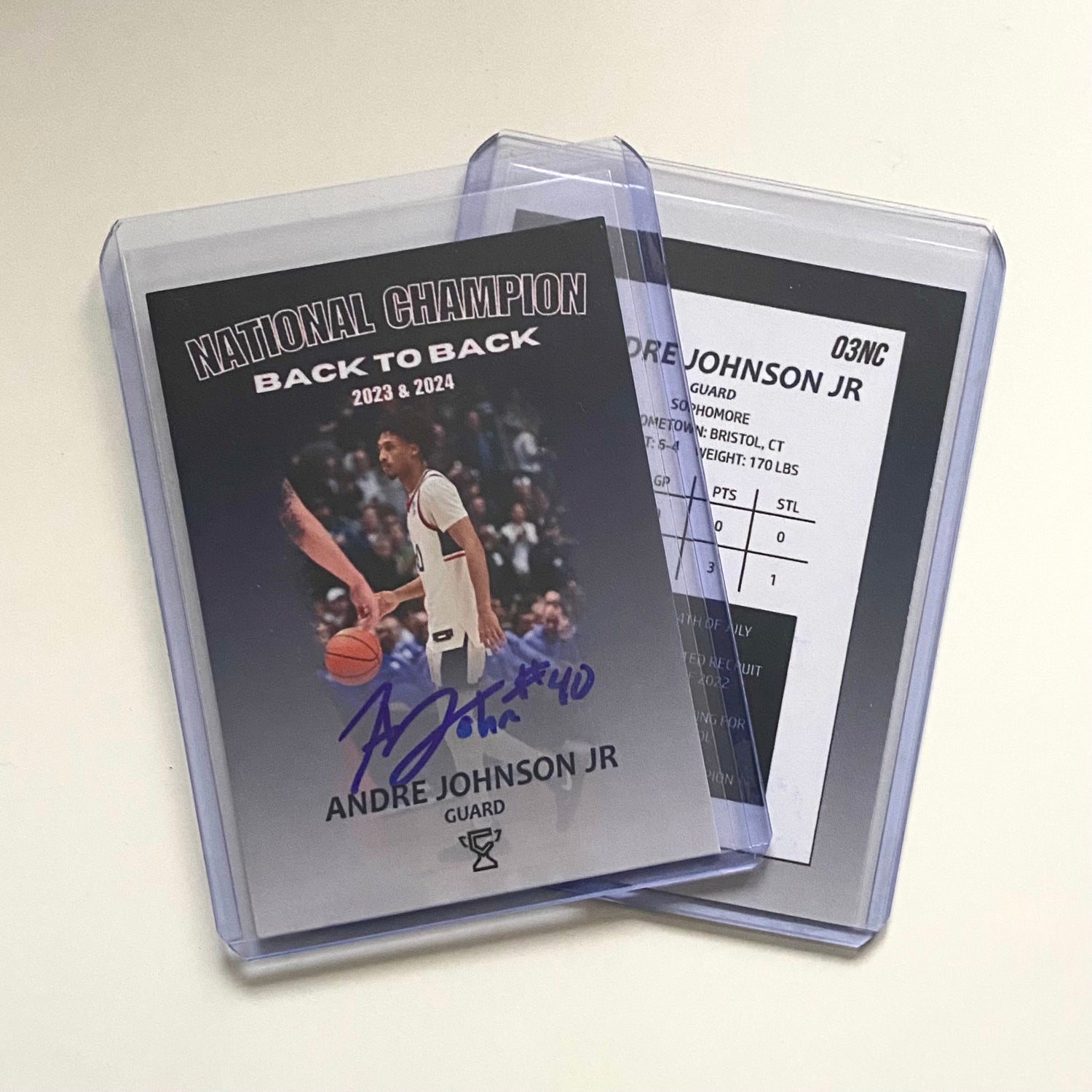 Limited edition autographed trading card of Andre Johnson Jr.