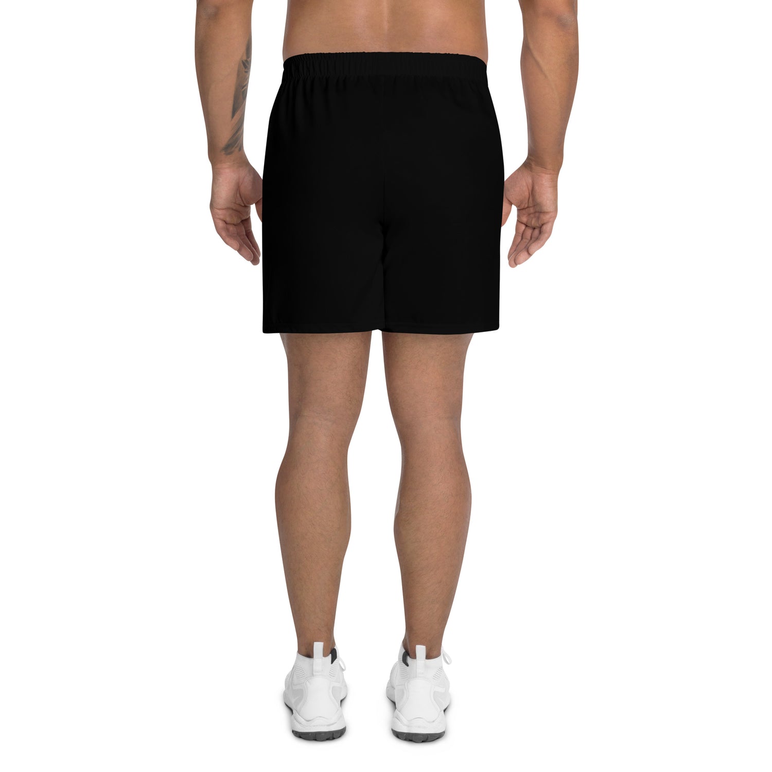 Back facing view of the black Champletes Light Speed shorts.