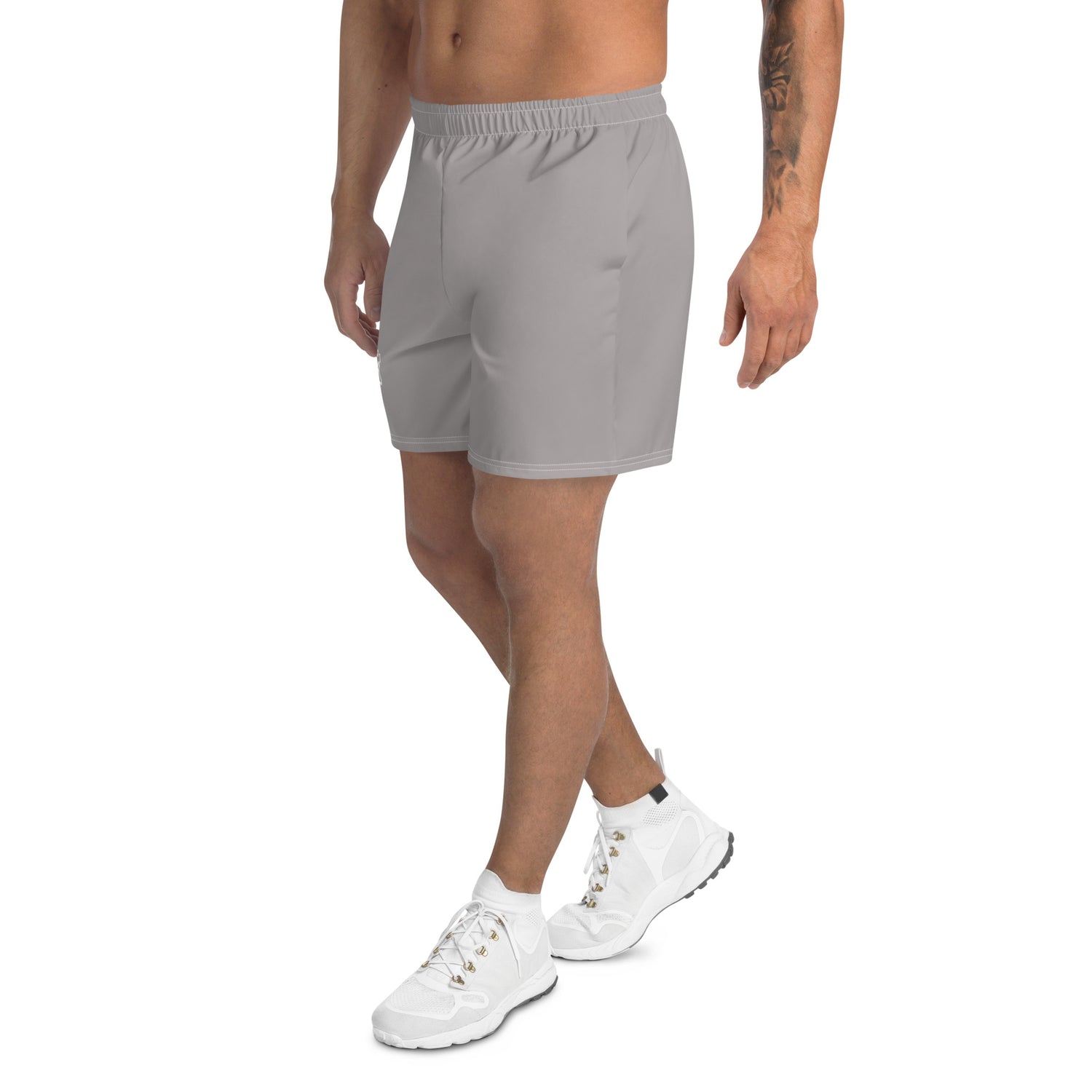 Right facing view of the gray Champletes Light Speed shorts.