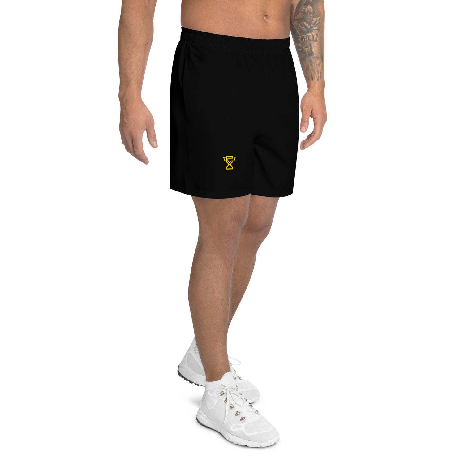 Left facing view of the black Champletes Light Speed shorts.