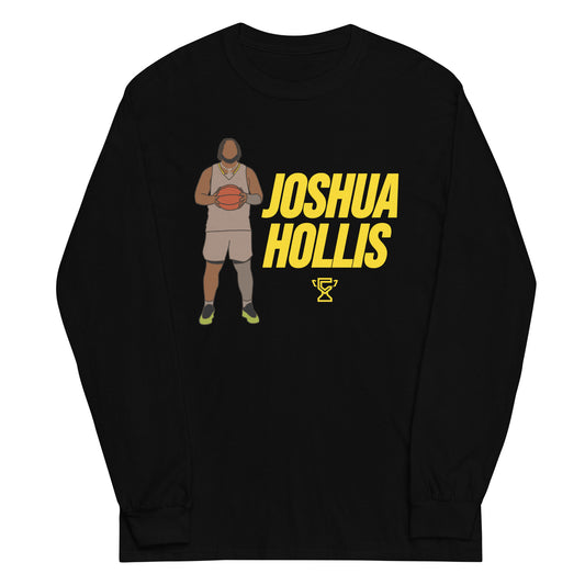 Black long sleeve shirt featuring Joshua Hollis.