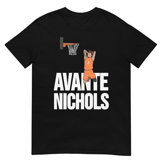 Black t-shirt featuring Avante Nichols.