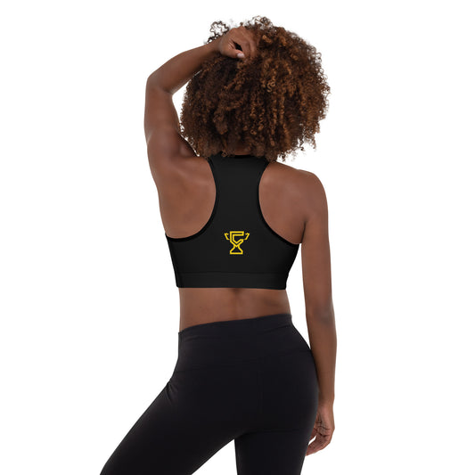 Back view of the Champletes padded sports bra.