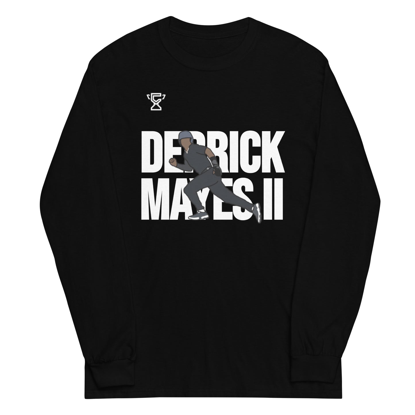 Black long sleeve shirt featuring Derrick Mayes II.