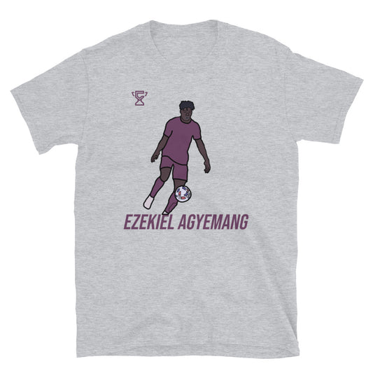Gray t-shirt featuring artwork of Ezekiel Agyemang.