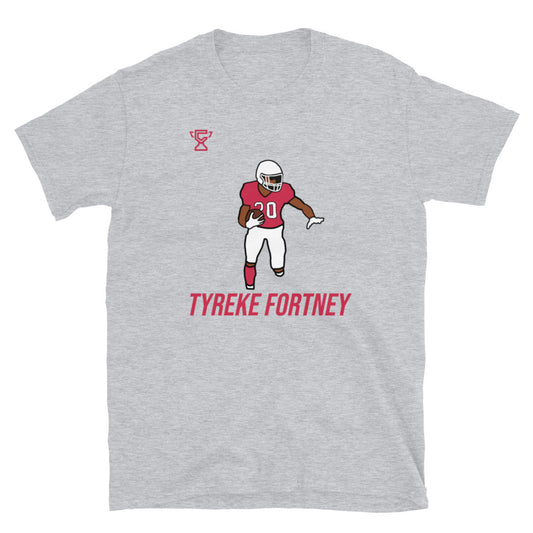 Gray t-shirt featuring Tyreke Fortney.